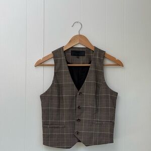 Blank NYC Brown Windowpane Check Vest